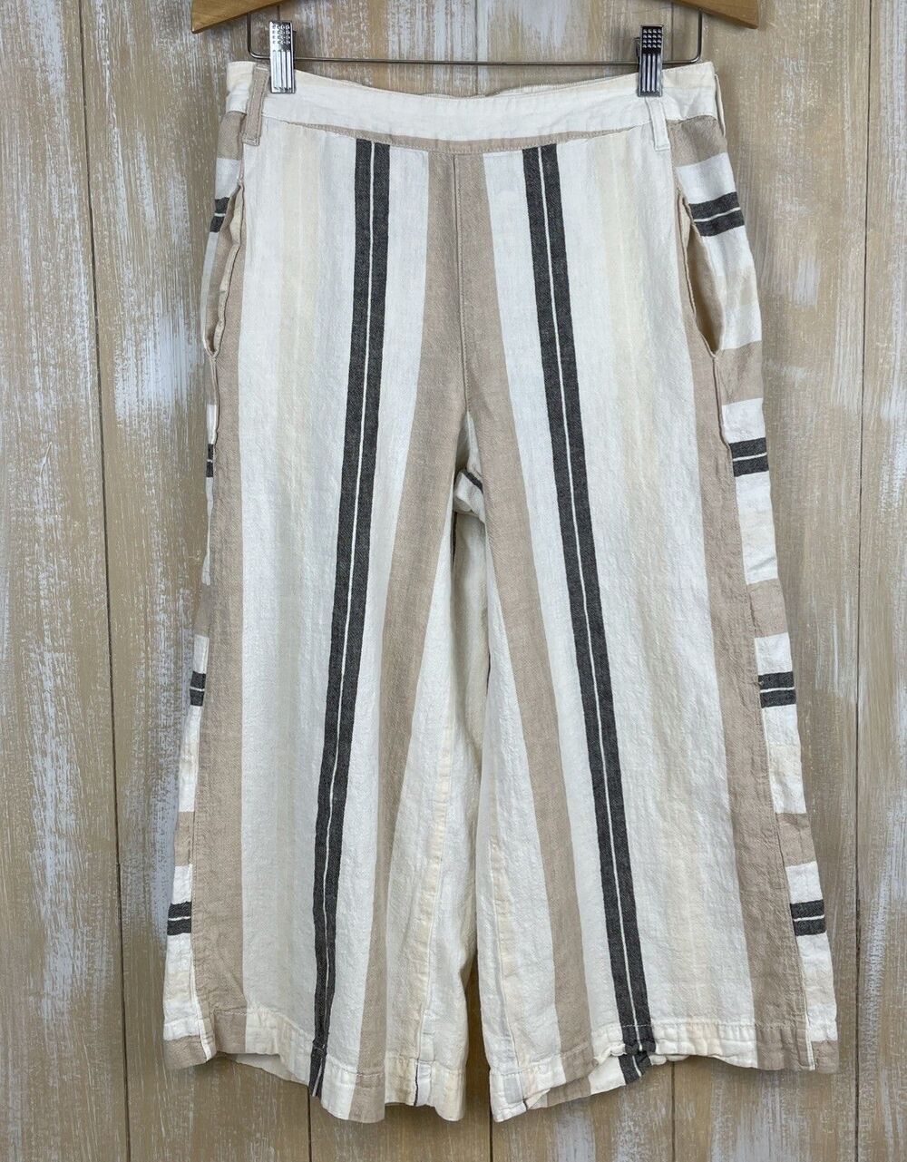 Anthropologie Striped Wide-Leg Women's Boho Pants Sz Small Pull-On Casual